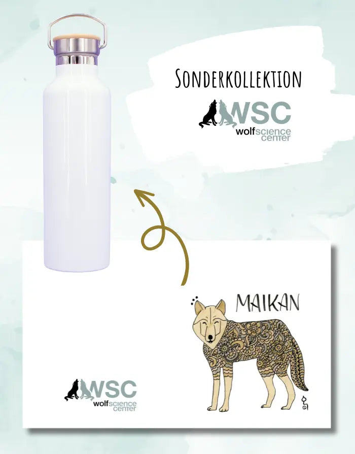 Thermosflasche Bambusdeckel - Motiv Maikan / WSC