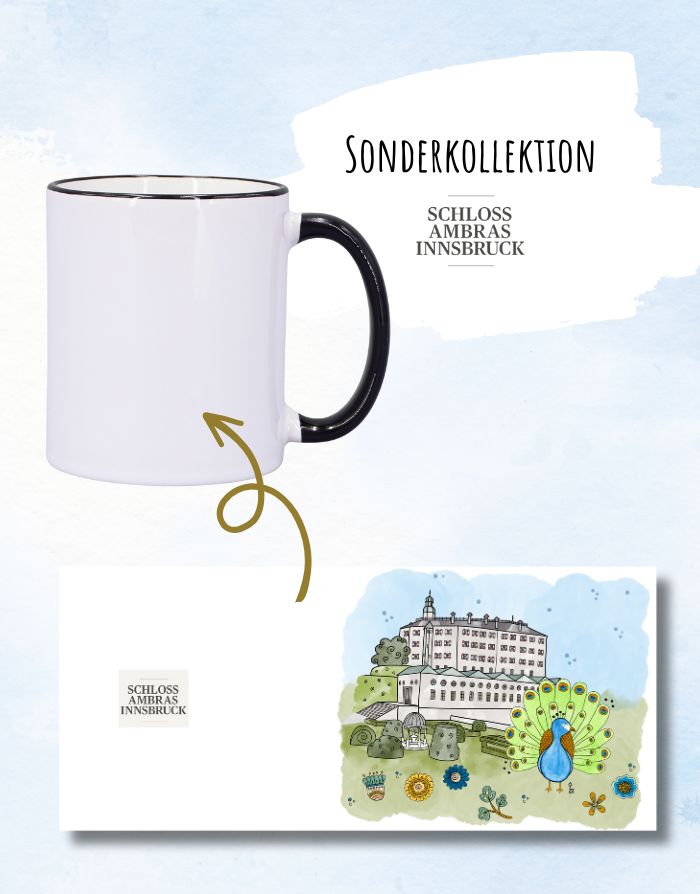 Tasse Keramik 300 ml - Motiv Schloss Ambras mit Logo